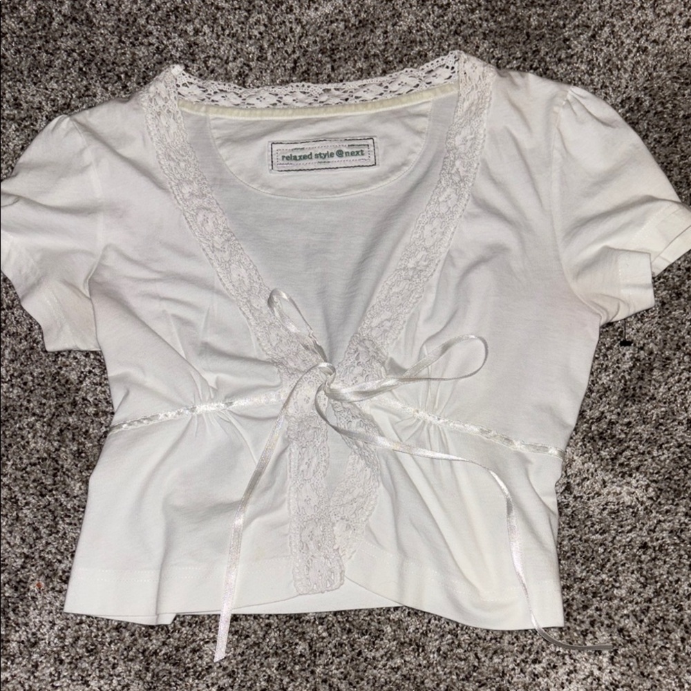 Women's White Lace Trim Top